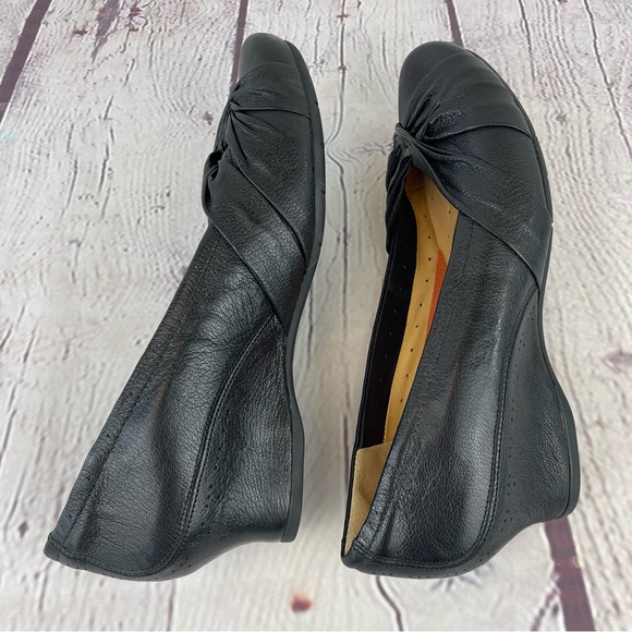 NWOT Black Size 8 Clarks Unstructured Leather Comfort Wedge Heel - Picture 11 of 13